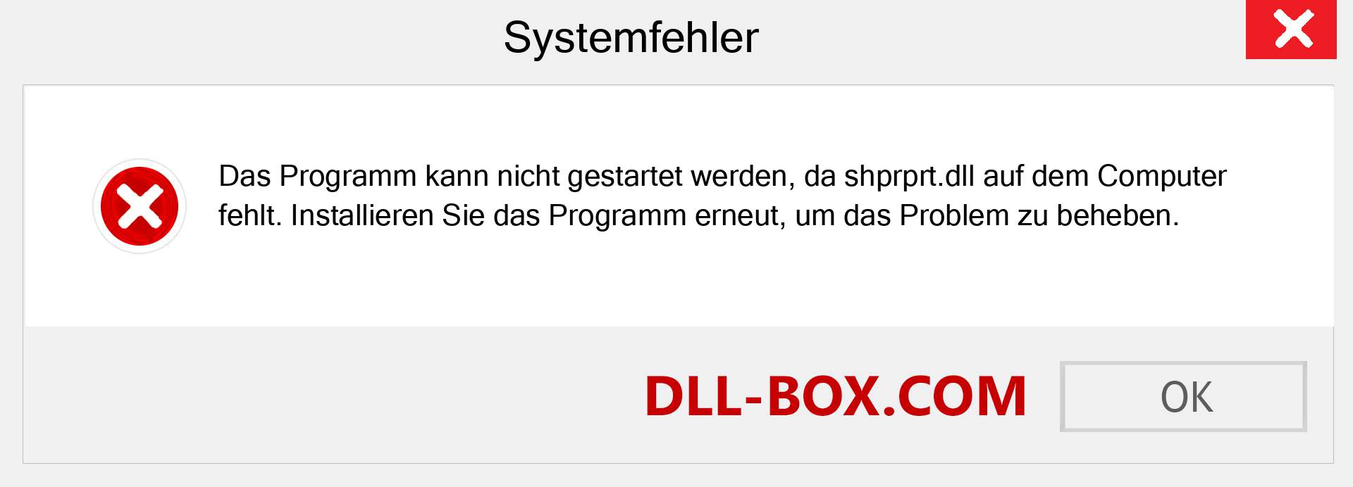 shprprt.dll-Datei fehlt?. Download für Windows 7, 8, 10 - Fix shprprt dll Missing Error unter Windows, Fotos, Bildern