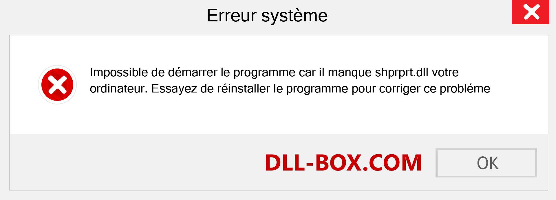 Le fichier shprprt.dll est manquant ?. Télécharger pour Windows 7, 8, 10 - Correction de l'erreur manquante shprprt dll sur Windows, photos, images